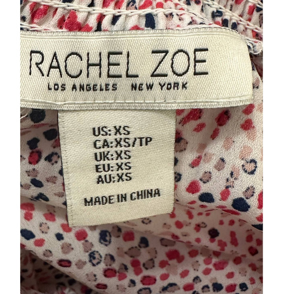 Rachel Zoe confetti print mock neck front tie blouse size XS - Picture 4 of 11